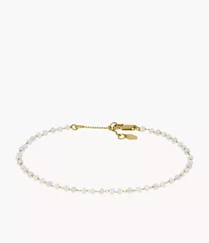 Bracelet de cheville perlé en verre blanc