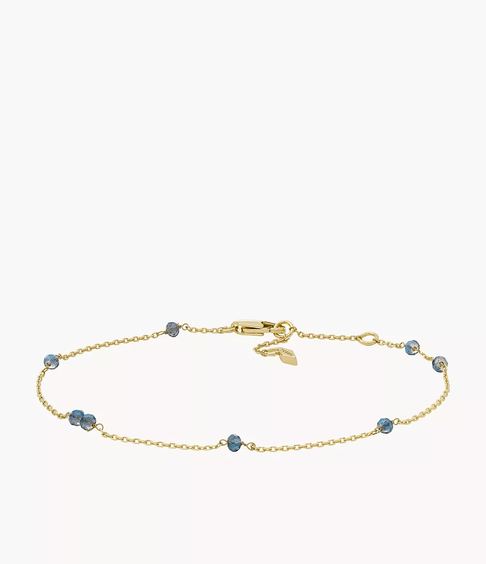 Fossil Femmes Bracelet de cheville en perles de verre  bleu -Doré