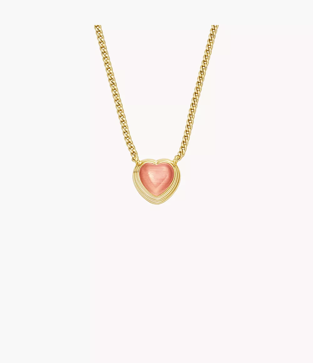 Fossil Outlet Women’s Merritt Soft Pink Resin Heart Chain Necklace - Soft Pink