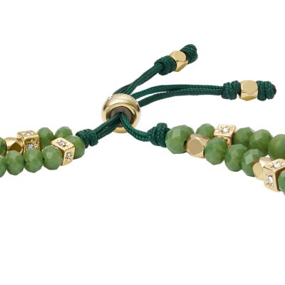 Lianna Avocado Beaded Bracelet Set  Green Clay and Gold Beads with Pe –  Shop Suey Boutique