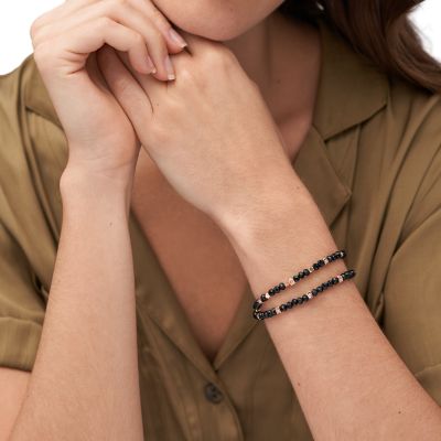 Arm Party Black Glass Beaded Bracelet