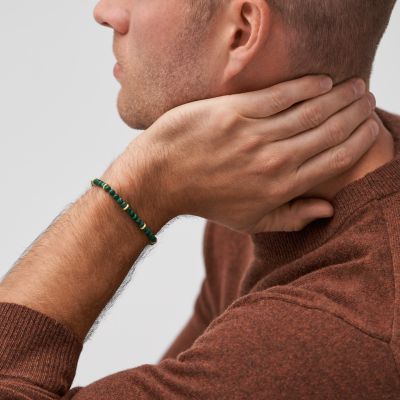 Merritt Arm Stack Green Malachite Beaded Bracelet