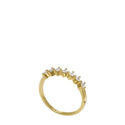 Hazel Classic Glitz Gold-Tone Brass Band Ring