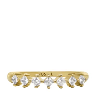 Fossil Outlet Women's Hazel Classic Glitz Gold-Tone Brass Band Ring - Gold