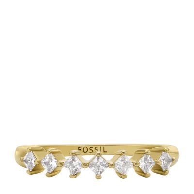 Fossil Outlet Ring Hazel Classic Glitz Metall goldfarben