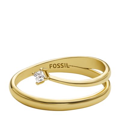 Hazel Classic Glitz Gold-Tone Brass Band Ring