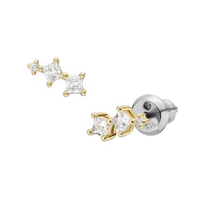 Hazel Classic Glitz Gold-Tone Brass Stud Earrings