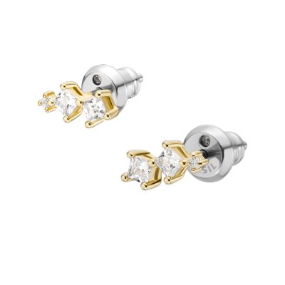 Hazel Classic Glitz Gold-Tone Brass Stud Earrings