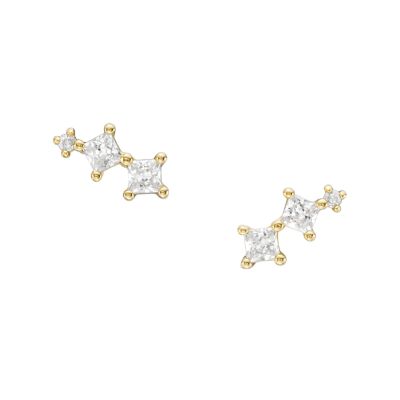 Hazel Classic Glitz Gold-Tone Brass Stud Earrings