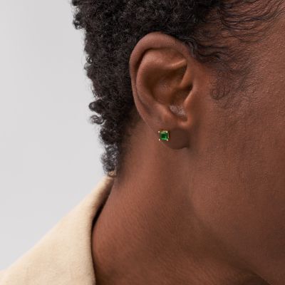 Hazel Classic Glitz Gold-Tone Brass Stud Earrings