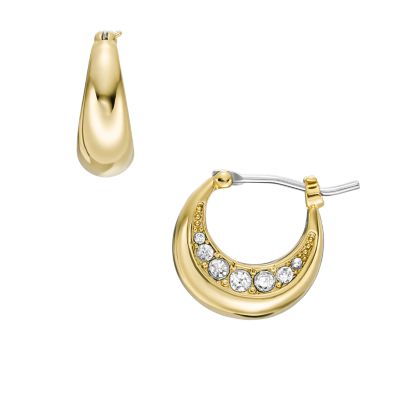 Fossil Outlet Women's Ear Party Gold-Tone Stainless Steel Hoop Earrings - Gold