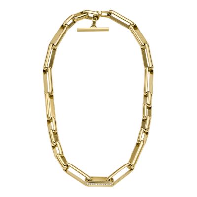 Archival Glitz Gold-Tone Brass Chain Necklace