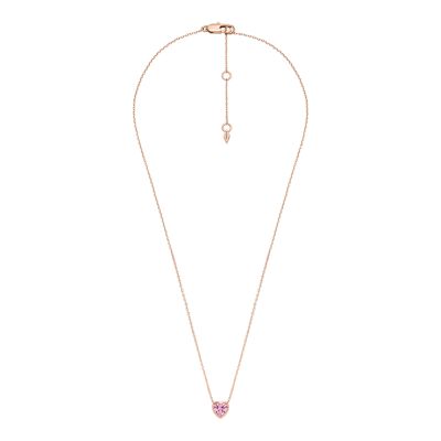 Hazel Valentine Heart Pink Crystals Pendant Necklace - JOA00838791 