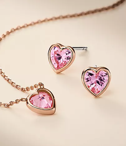 Hazel Valentine Heart Pink Crystals Pendant NecklaceHazel Valentine Heart Pink Crystals Pendant Necklace