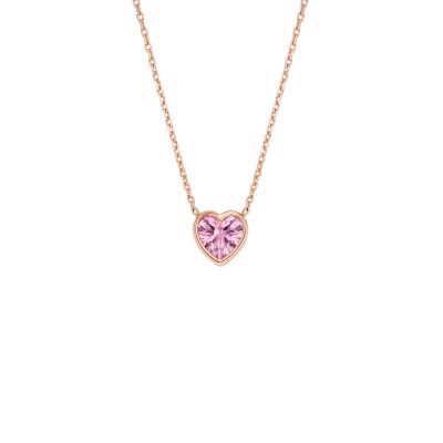 Fossil Outlet Women's Hazel Valentine Heart Pink Crystals Pendant Necklace - Rose Gold