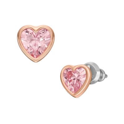 Clear Acrylic Stud Earrings With Pink Crystal Rhinestones – Lara