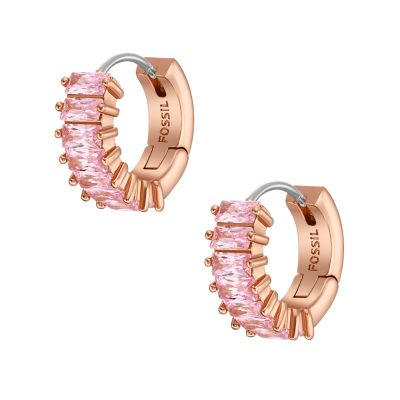 Hazel Valentine Heart Pink Crystals Hoop Earrings