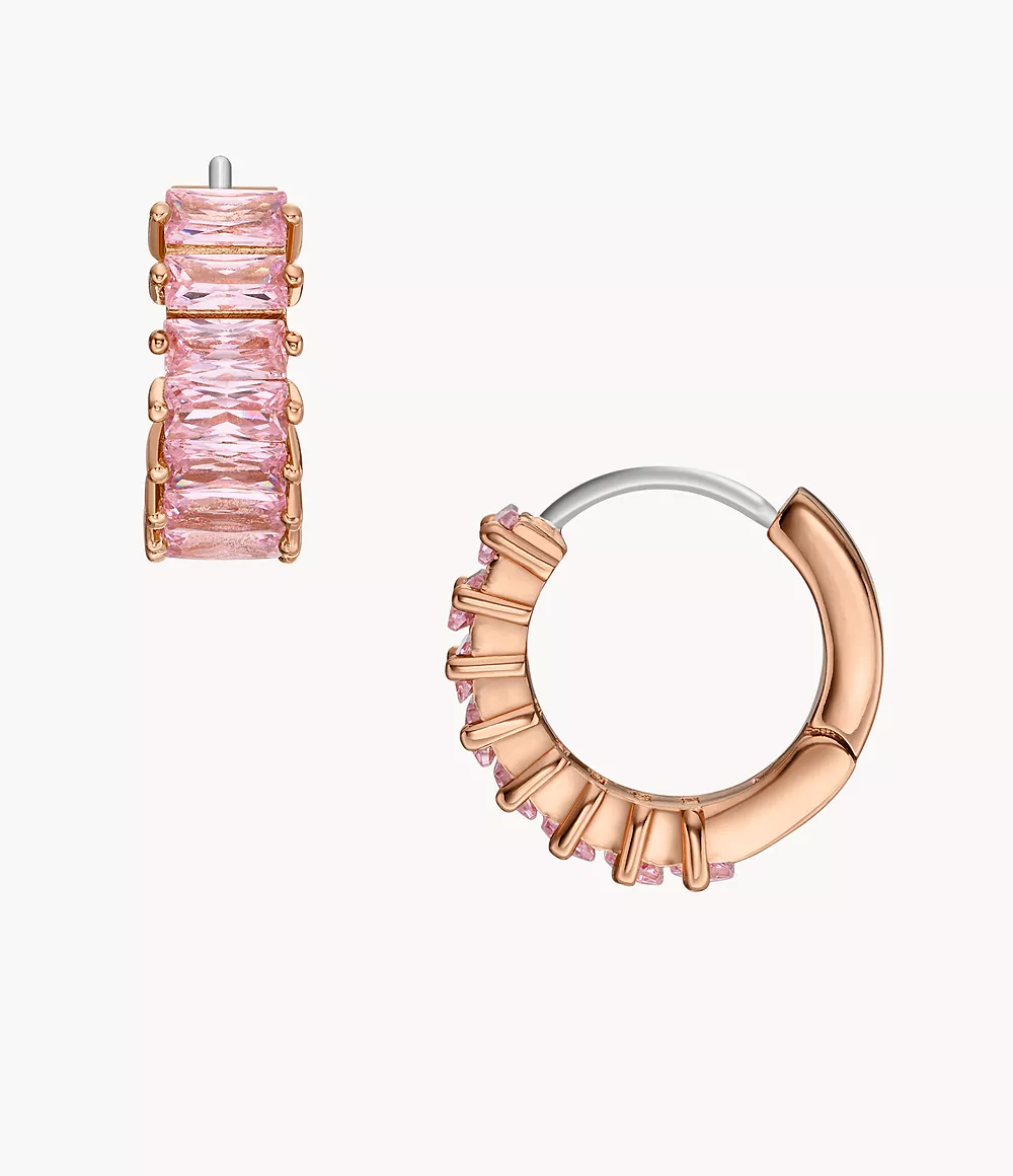 Hazel Valentine Heart Pink Crystals Hoop Earrings  JOA00841791

