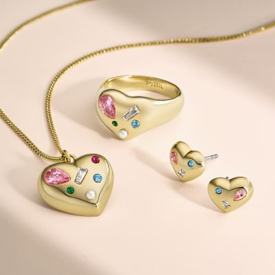 Fossil 3 heart necklace sale