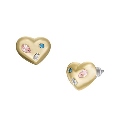 Heart and Soul Multicolor Crystals Heart Stud Earrings