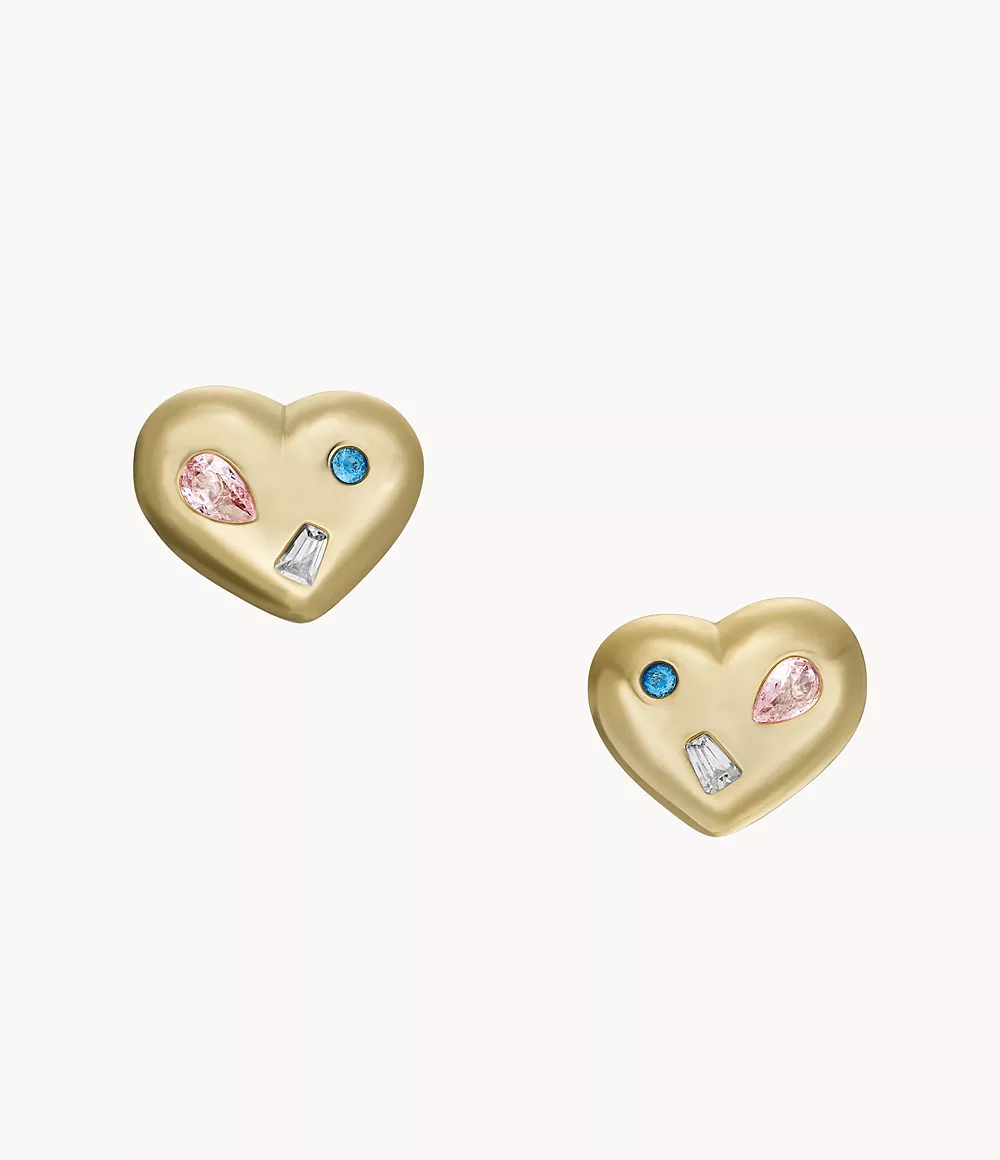 Image of Heart and Soul Multicolour Crystals Heart Stud Earrings