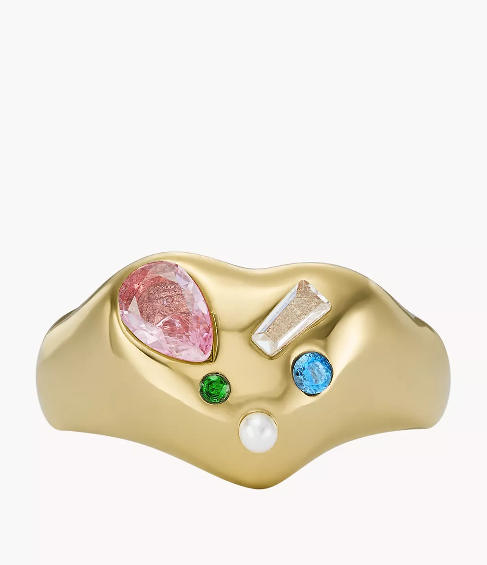 Heart And Soul Multicolor Crystals Heart Signet Ring  JOA00844710
