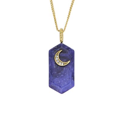 Magical Moments Blue Lapis Resin Moon Pendant Necklace