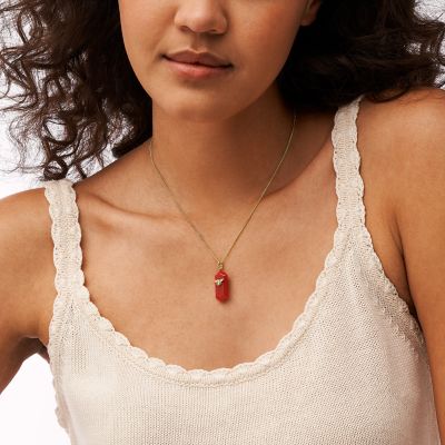 Magical Moments Red Carnelian Resin Bee Pendant Necklace