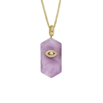Fossil Outlet Women's Magical Moments Purple Amethyst Resin Evil Eye Pendant Necklace - Gold