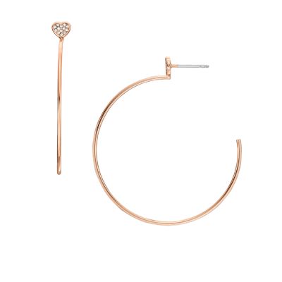 Fossil Outlet Women's Ear Party Rose Gold-Tone Brass Hoop Earrings - Rose Gold