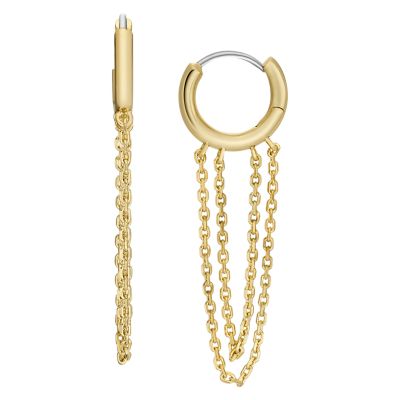 Fossil Outlet Women's Ear Party Gold-Tone Brass Hoop Earrings - Gold