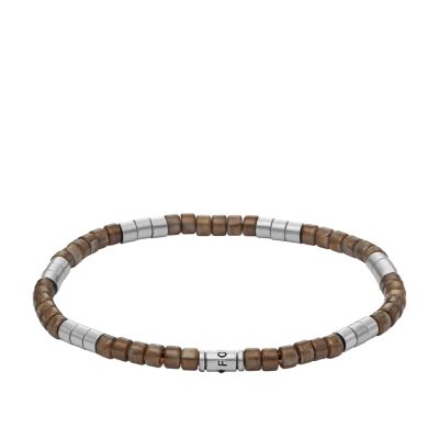 Brown Acrylic Beaded Bracelet JOA00859040 Fossil