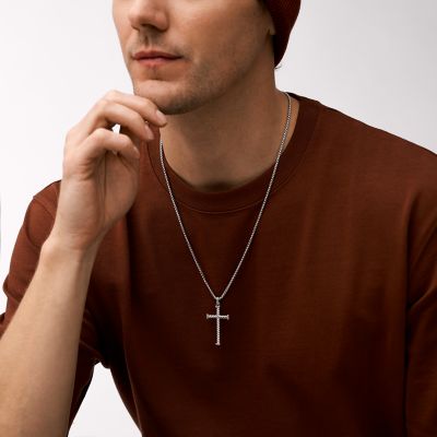 Cross Motif Stainless Steel Pendant Necklace