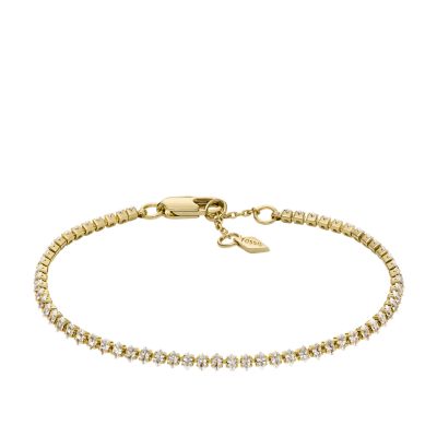 Fossil Outlet Women's Clear Crystals Chain Bracelet - Gold