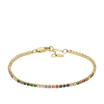 Fossil Outlet Women's Multicolour Crystals Chain Bracelet - Gold