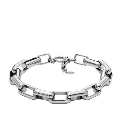 Fossil Outlet Women's Archival Core Essentials Silver-Tone Brass Chain Bracelet - Silver