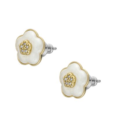 Mothers Day Pearl White Resin Stud Earrings