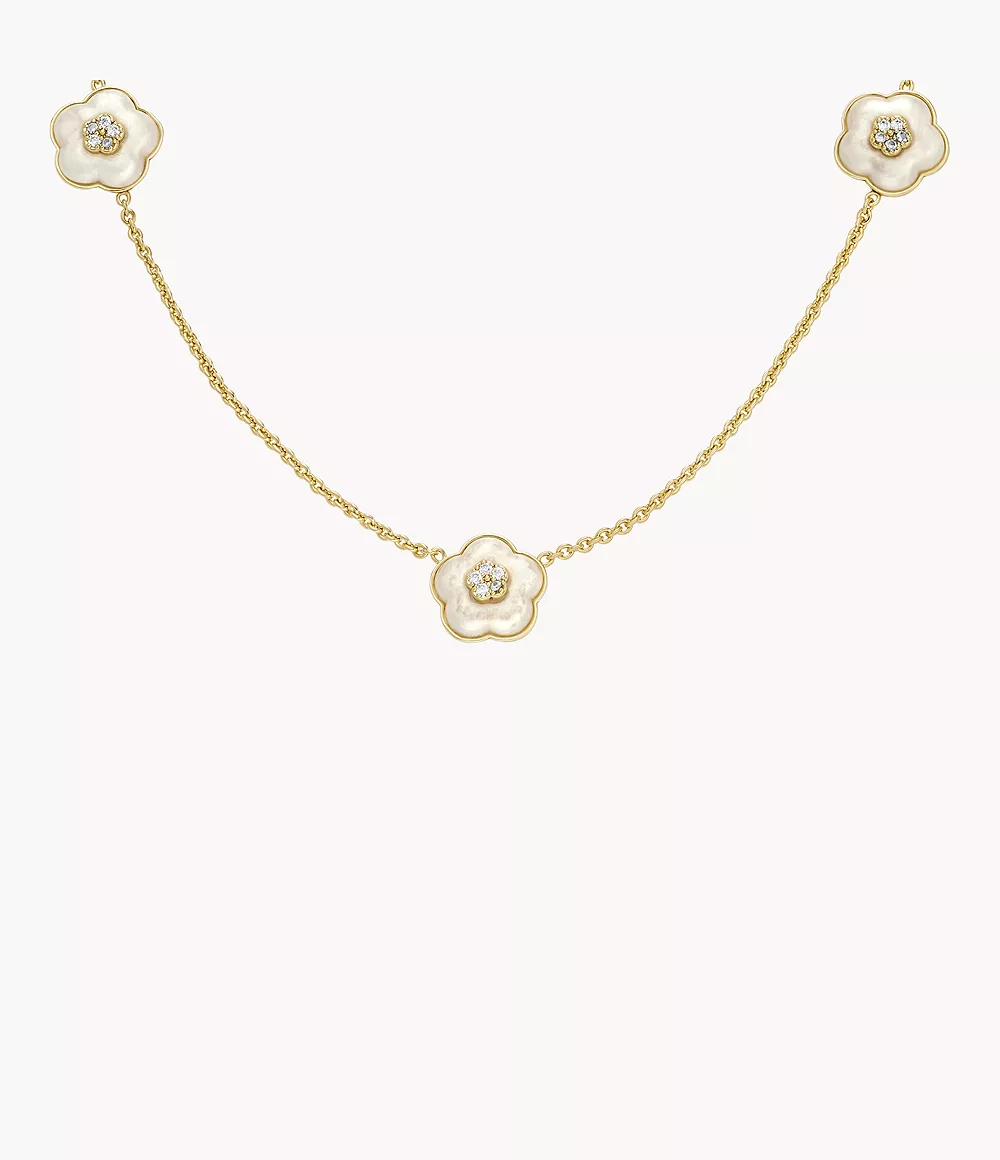 fossil outlet collier à pampilles en résine blanc perle pour la fête des mères - doré