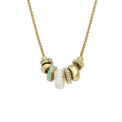 fossil outlet collier chaîne en résine blanc perle pour la fête des mères - doré