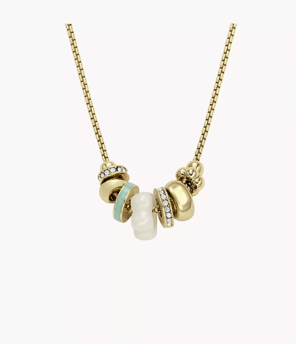 fossil outlet collier chaîne en résine blanc perle pour la fête des mères - doré