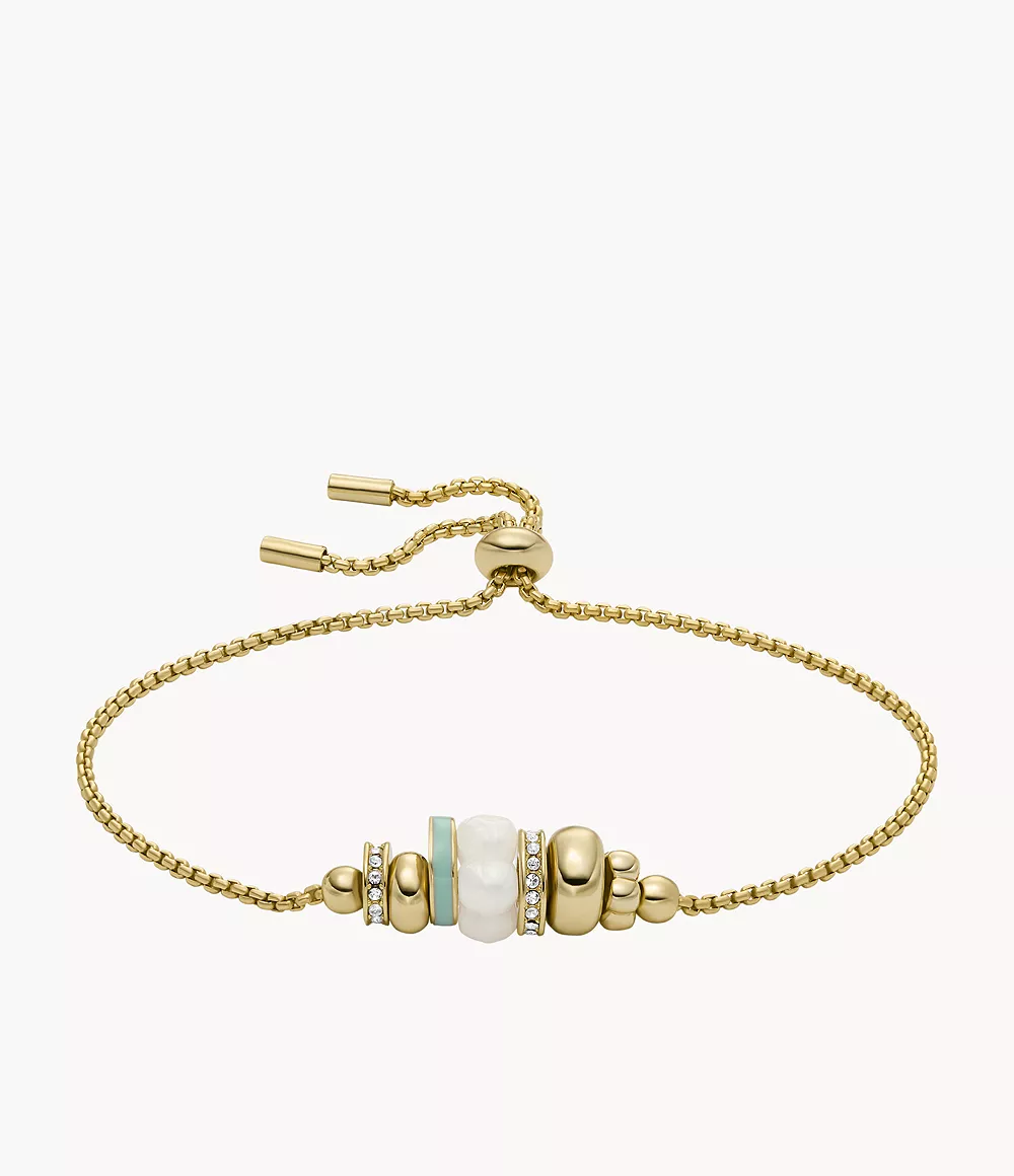 fossil outlet bracelet chaîne en résine blanc perle pour la fête des mères - doré