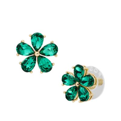 Garden Party Emerald Green Crystals Stud Earrings - JOA00884710 