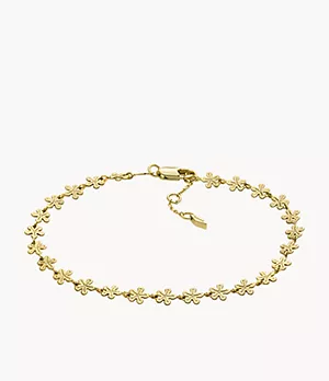 Garden Party Gold-Tone Brass Station Anklet