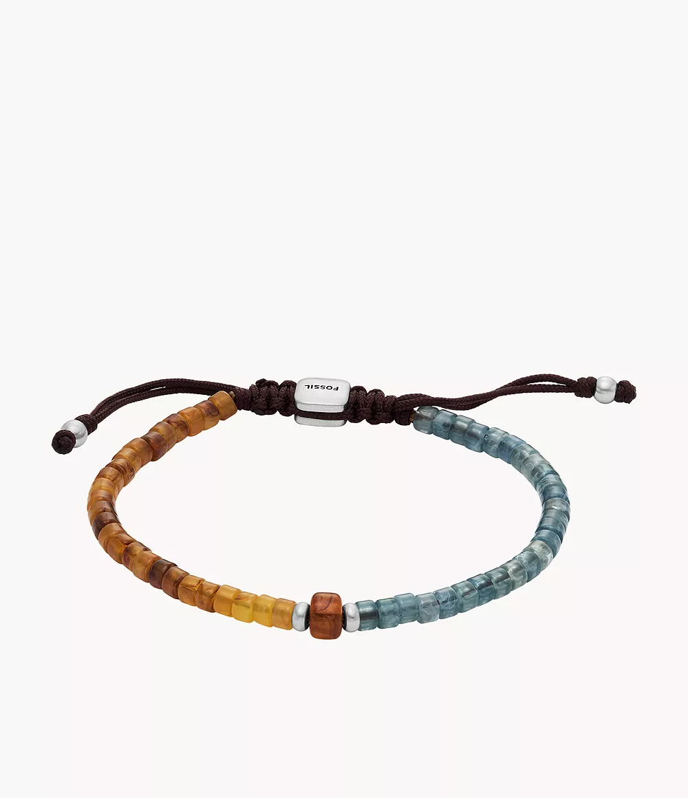 Image of Summer Fashion Blue and Brown Acrylic Beaded Bracelet