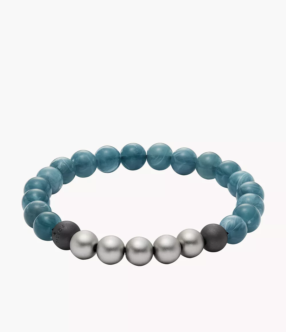 fossil outlet bracelet de perles summer fashion en acrylique bleu-gris - argenté