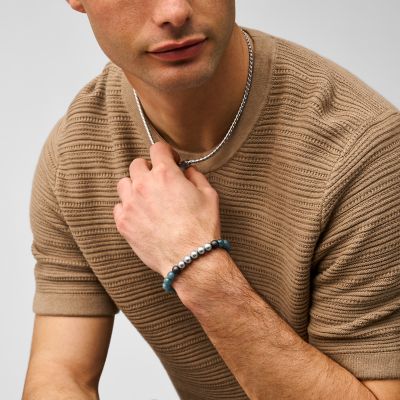 Summer Fashion Blue Gray Acrylic Beaded Bracelet - JOA00900793 