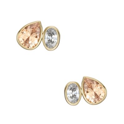 Ear Party Champagne and Clear Crystal Toi Et Moi Stud Earrings