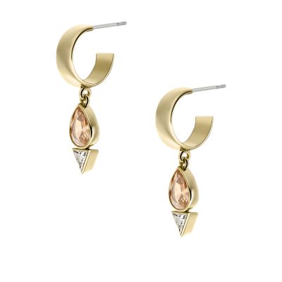 Ear Party Champagne and Clear Crystal Hoop Earrings