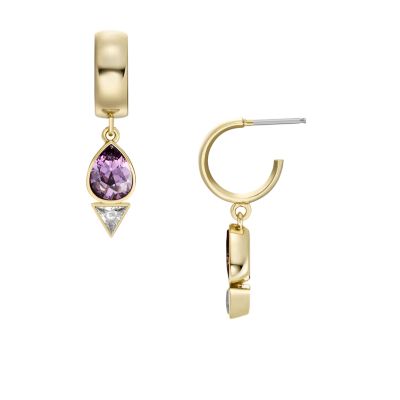 Ear Party Amethyst Purple and Clear Crystal Hoop Earrings