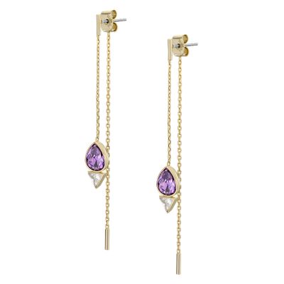 Ear Party Amethyst Purple and Clear Crystal Drop Earrings